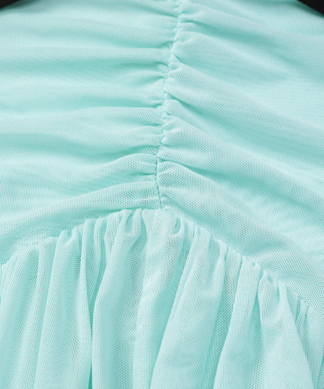 Chic Mint Green Halter Maxi Dress – Deep V-Neck, Ruched Waist & Black Bow | Elegant for Resort & Holiday Galas