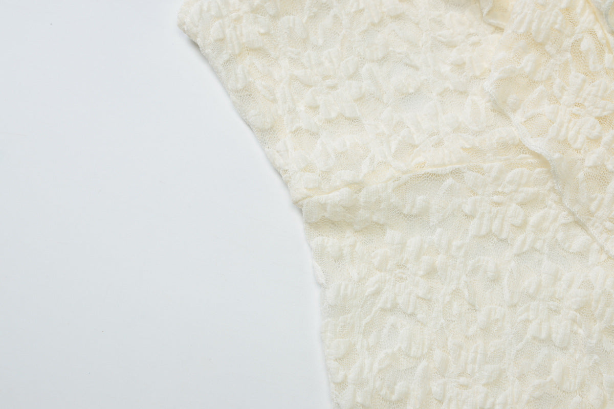 Romantic Lace Off-Shoulder Top: Chic Tie-Front & Asymmetrical Ruffle for Fall Evenings