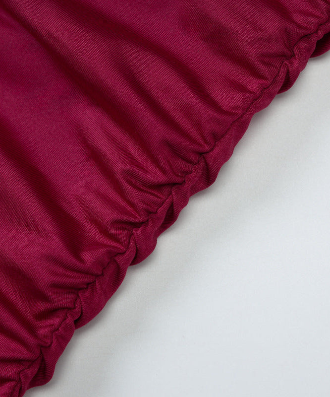 Sultry Burgundy Halter Ruched Mini Dress with Tassel Hem | Fall & Holiday Party Perfect