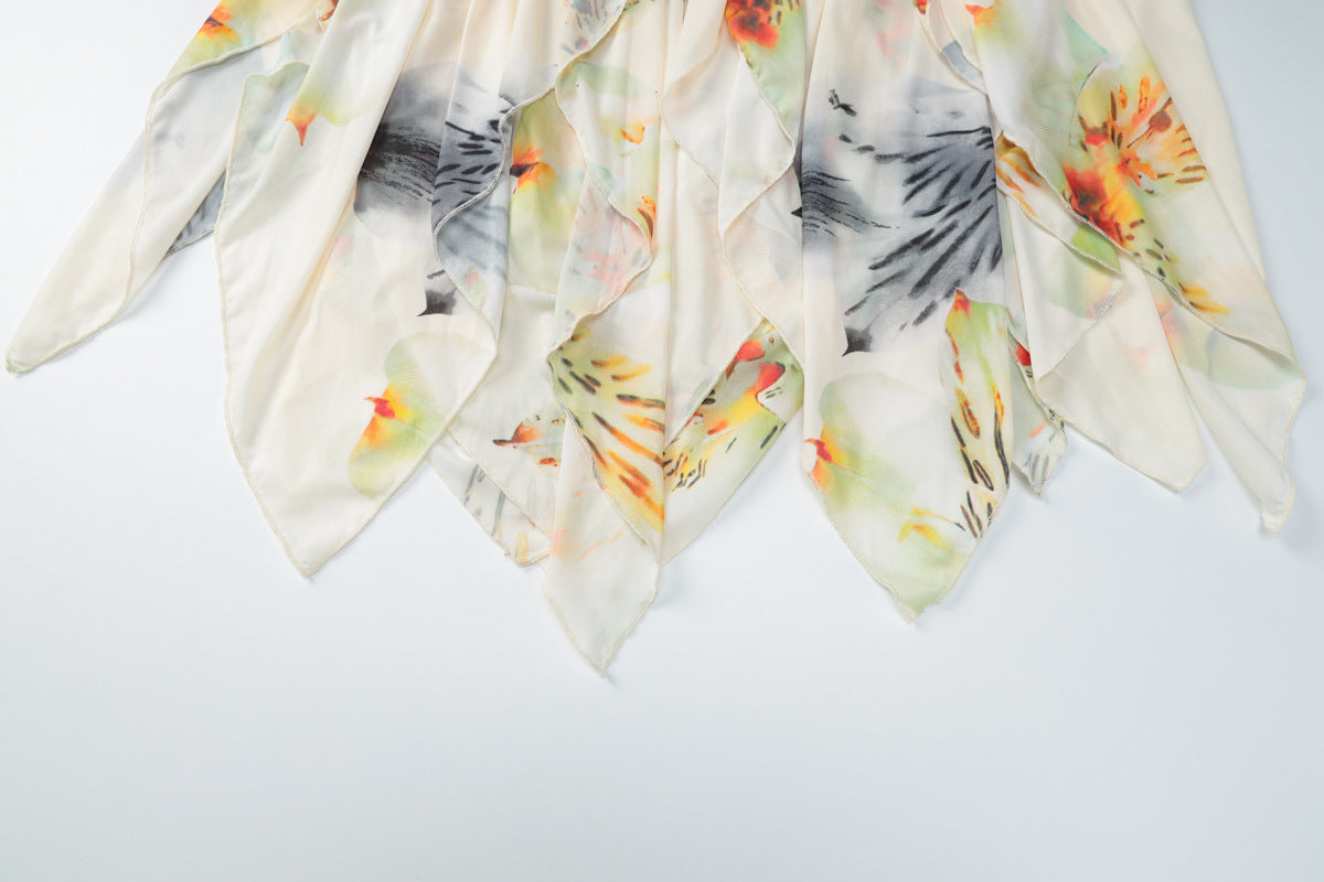 Chic Halter Neck Orchid Print Mini Dress – Your Essential Resort & Holiday Getaway Style