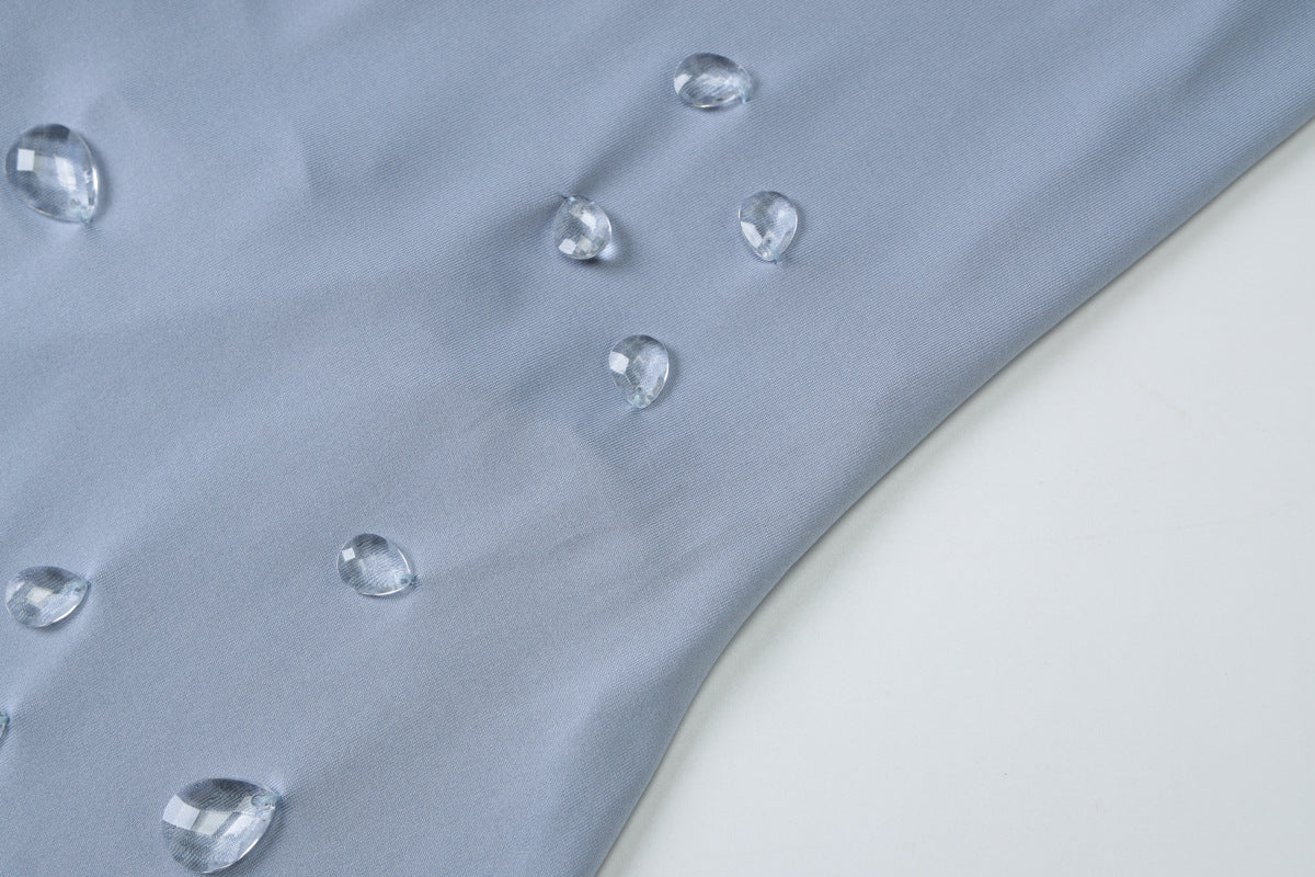 Starlight Siren Cowl Neck Halter Mini Dress | Dazzling Raindrop Embellishments for Fall & Holiday Parties