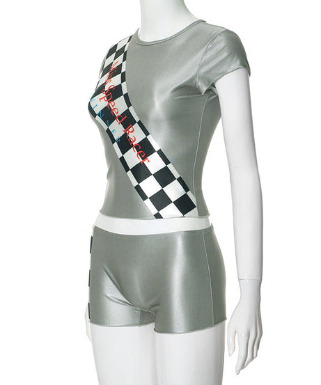 Miss Speed Racer Winner Crop Top & Shorts Set - Perfect for Halloween & Race Day!