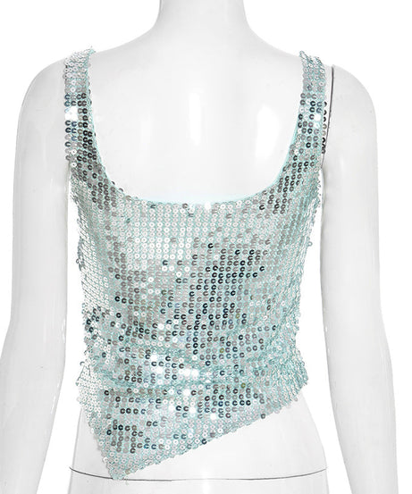Dazzling Asymmetrical Sequin Tank Top – Your Ultimate Holiday Party & NYE Glam