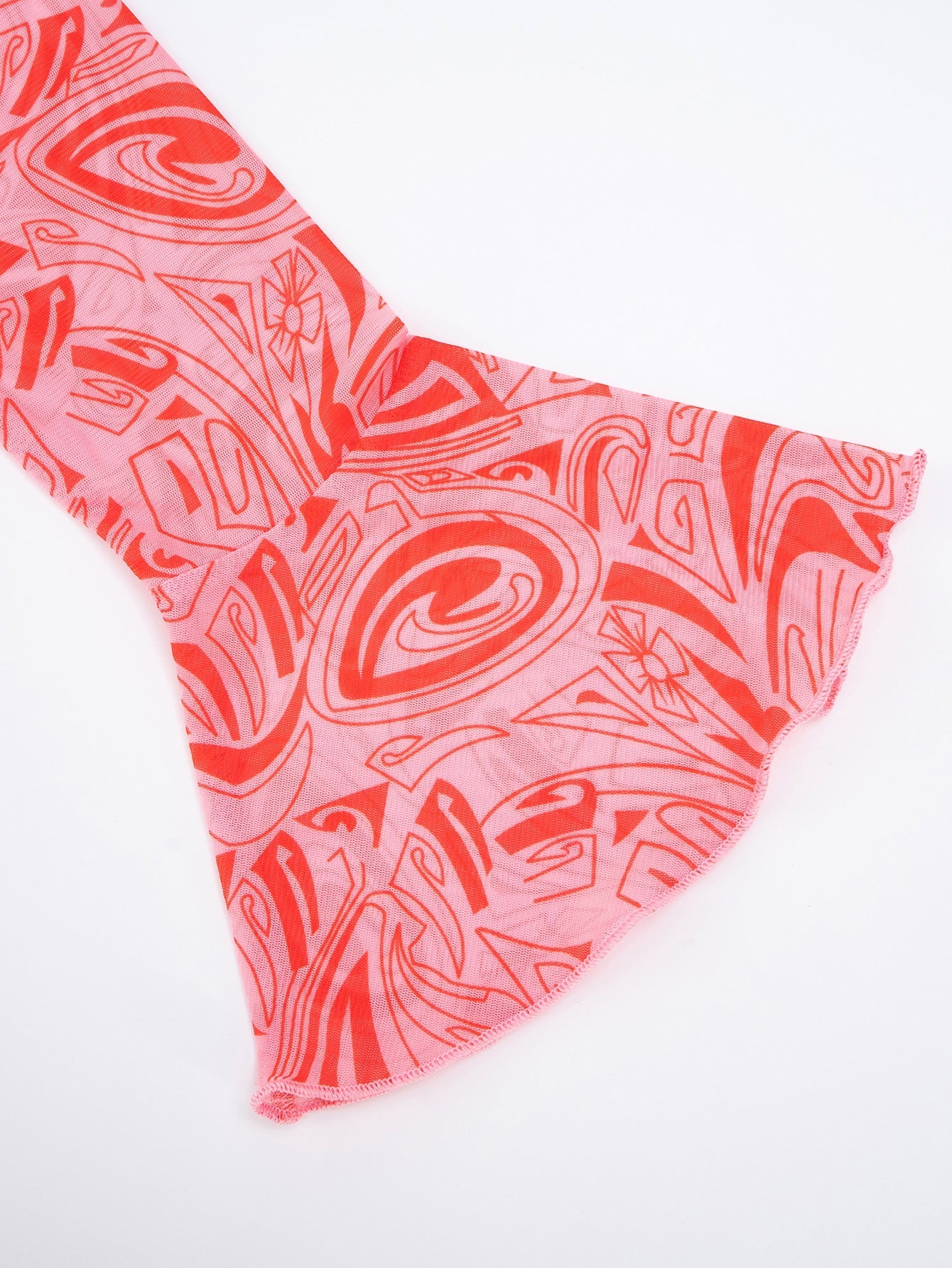 Autumn Bloom Sheer Mesh Top: Rhinestone Embellished, Flared Sleeves & Leopard Trim