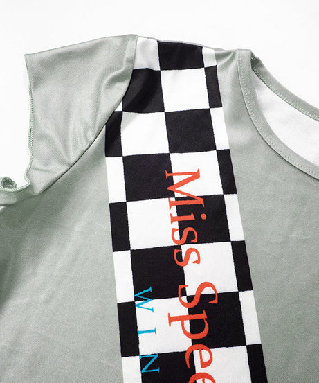 Miss Speed Racer Winner Crop Top & Shorts Set - Perfect for Halloween & Race Day!