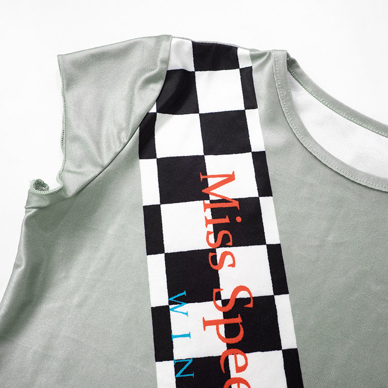 Miss Speed Racer Winner Crop Top & Shorts Set - Perfect for Halloween & Race Day!