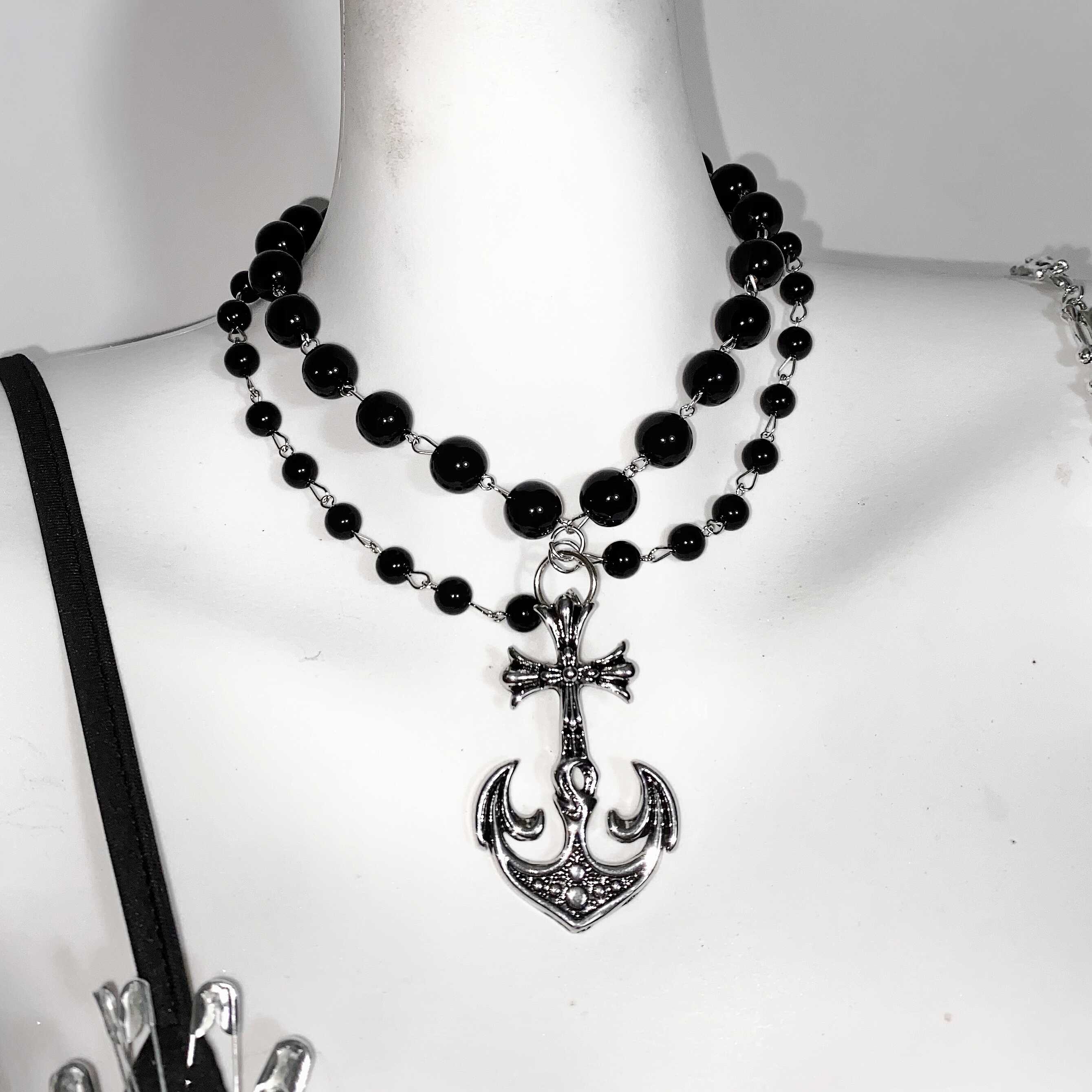 Rebel Spirit Anime Print Safety Pin Bodysuit - Edgy Goth Chain Cami for Fall & Halloween