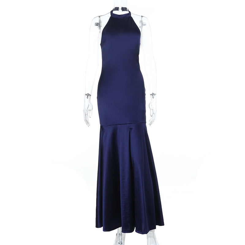 Stunning Navy Blue Halter Mermaid Gown - Your Elegant Choice for Holiday Parties & Formal Events