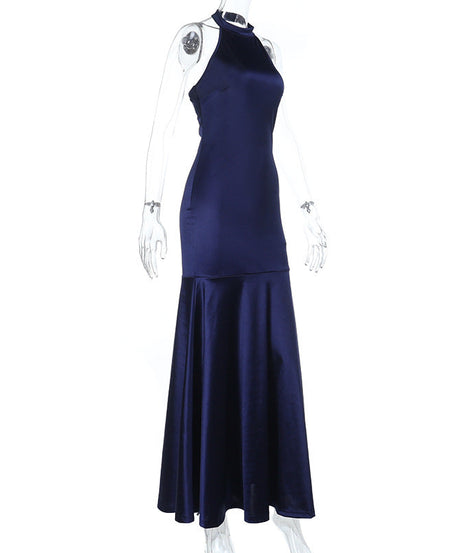 Stunning Navy Blue Halter Mermaid Gown - Your Elegant Choice for Holiday Parties & Formal Events
