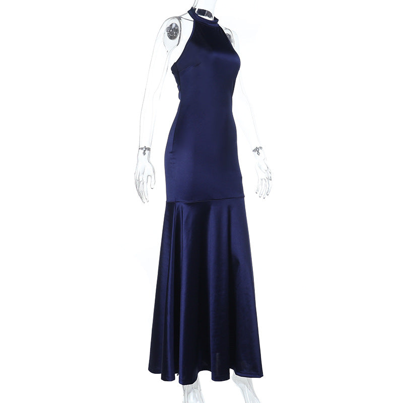 Stunning Navy Blue Halter Mermaid Gown - Your Elegant Choice for Holiday Parties & Formal Events