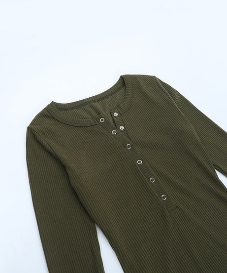 Cozy Chic Olive Ribbed Knit Henley Mini Dress - Your Fall & Winter Style Essential