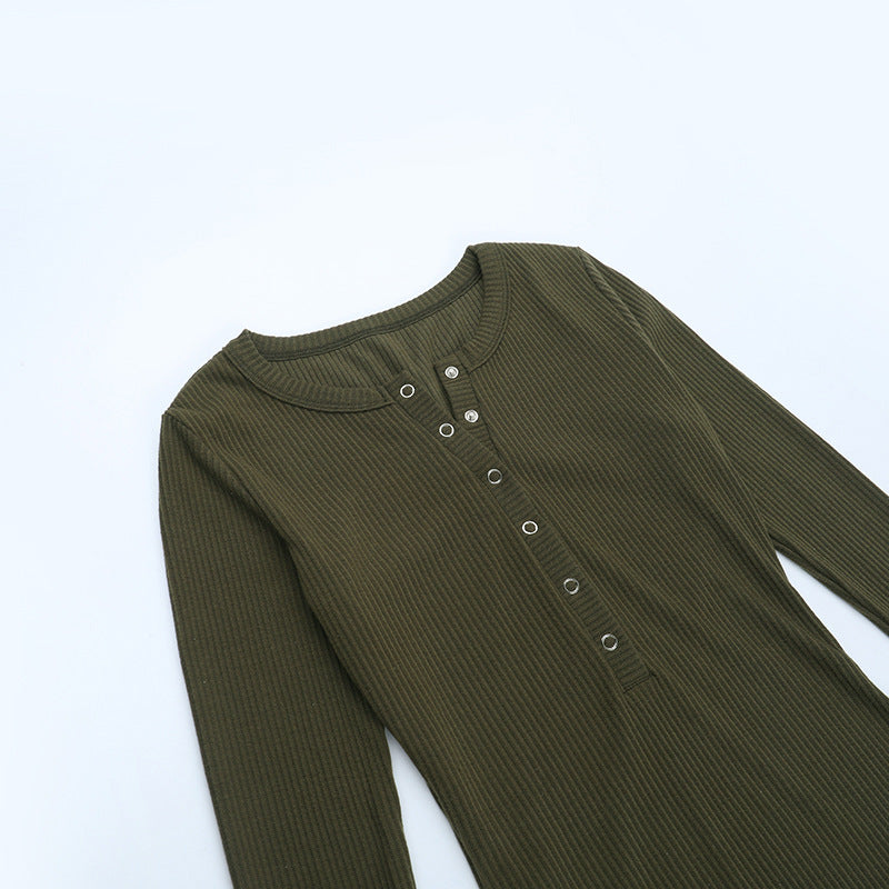 Cozy Chic Olive Ribbed Knit Henley Mini Dress - Your Fall & Winter Style Essential