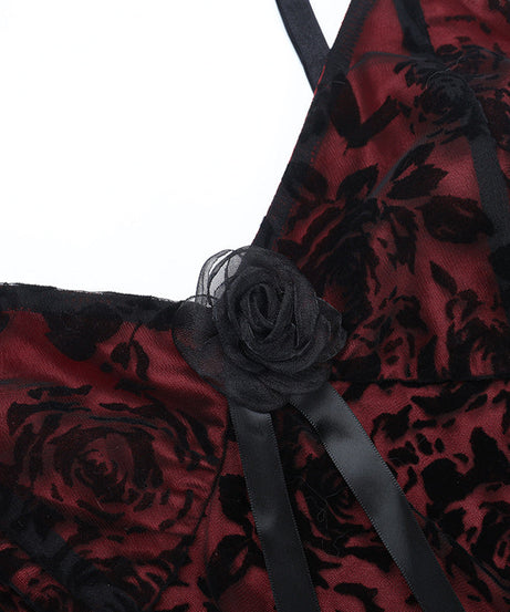 Vampy Victorian Rose Lace Maxi Dress - Your Spooky Season & Holiday Gala Showstopper