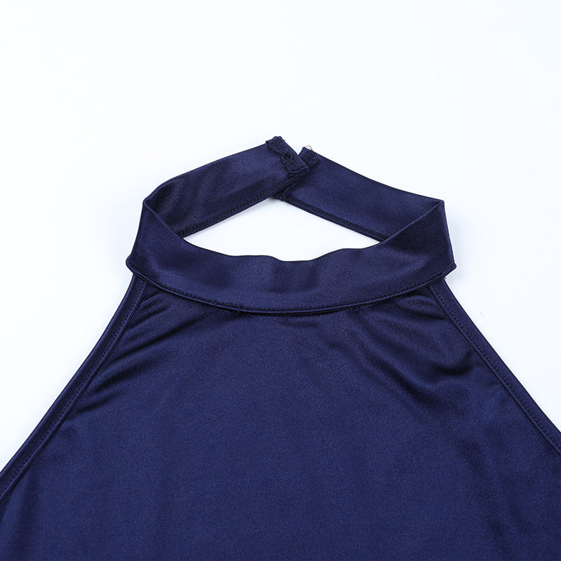 Stunning Navy Blue Halter Mermaid Gown - Your Elegant Choice for Holiday Parties & Formal Events
