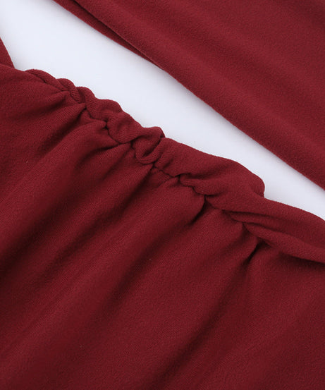 Sophisticated Wine Red One-Shoulder Maxi Gown – Elegant Floral Appliqué for Fall Galas & Holiday Parties