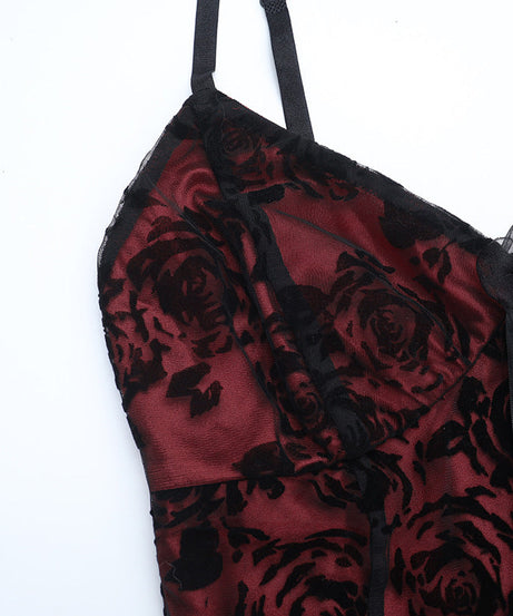 Vampy Victorian Rose Lace Maxi Dress - Your Spooky Season & Holiday Gala Showstopper