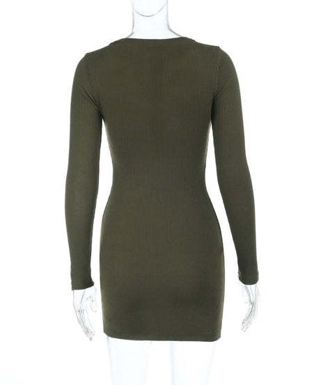 Cozy Chic Olive Ribbed Knit Henley Mini Dress - Your Fall & Winter Style Essential