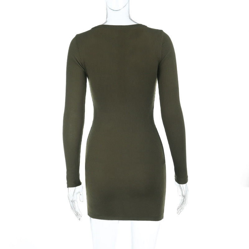 Cozy Chic Olive Ribbed Knit Henley Mini Dress - Your Fall & Winter Style Essential