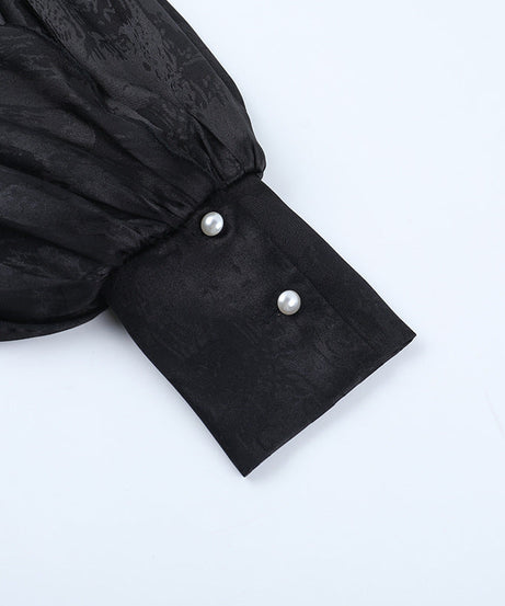 Bewitching Black Gothic Maxi Dress - Dramatic Victorian Ruffle V-Neck for Halloween & Fall Galas