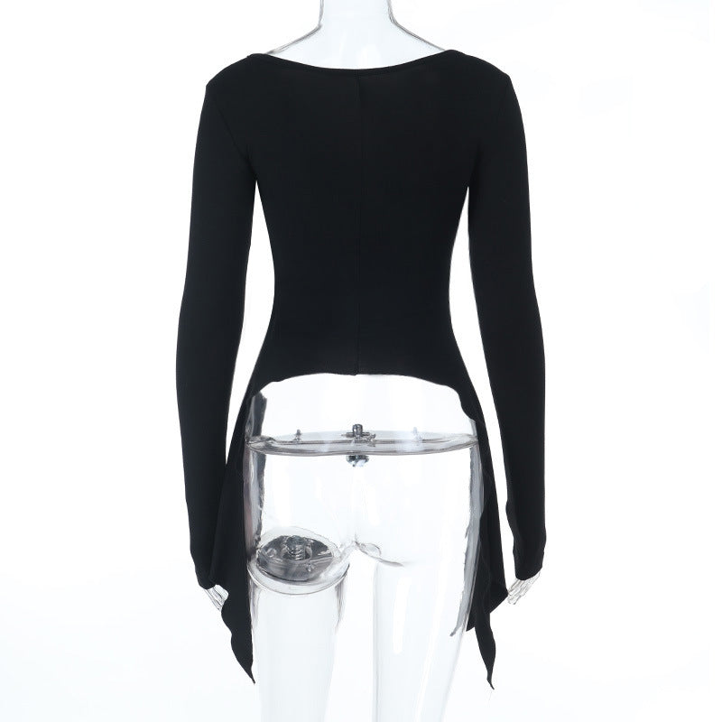 Edgy Goth Harness Long Sleeve Top | Spooky Season & Fall Fashion