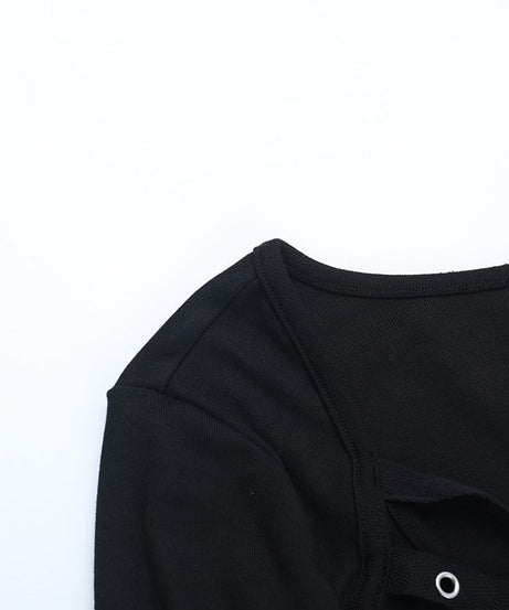 Edgy Goth Harness Long Sleeve Top | Spooky Season & Fall Fashion