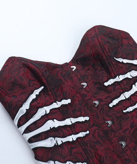 Gothic Vampire Rose Rib Cage Corset Top - Halloween & Spooky Season Statement