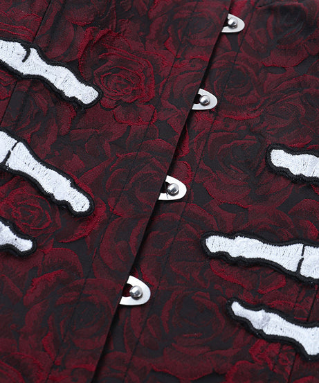 Gothic Vampire Rose Rib Cage Corset Top - Halloween & Spooky Season Statement