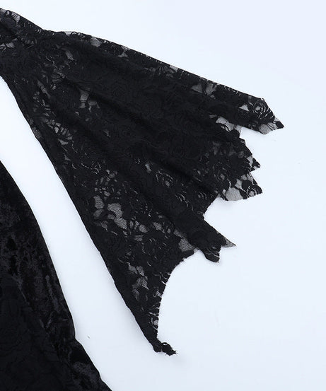 Midnight Enchantress Black Velvet & Lace Maxi Dress - Your Hauntingly Chic Halloween & Fall Statement