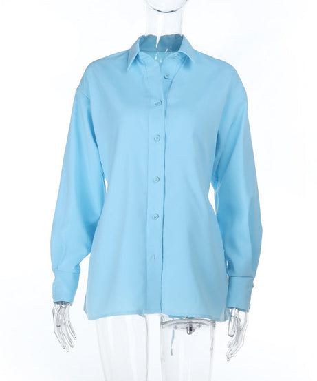 Effortless Sky Blue Relaxed Fit Button-Down Shirt for Women - Your Fall 2025 Wardrobe Essential