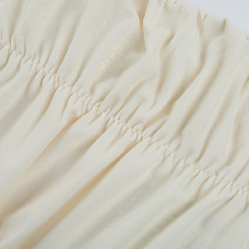 Chic Ivory Satin Cowl Neck Long Sleeve Mini Dress with Shimmer Fringe – Perfect for Holiday & NYE Parties