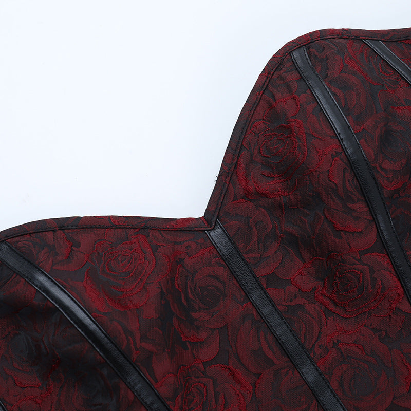 Halloween Enchantress: Gothic Sweetheart Corset Top with Metal Chains - Red & Black Dark Romance