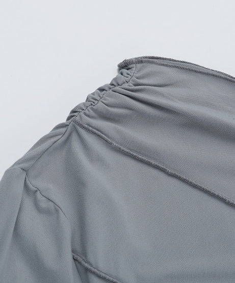 Asymmetrical Elegance Ruched Long Sleeve Top - Fall & Holiday Chic