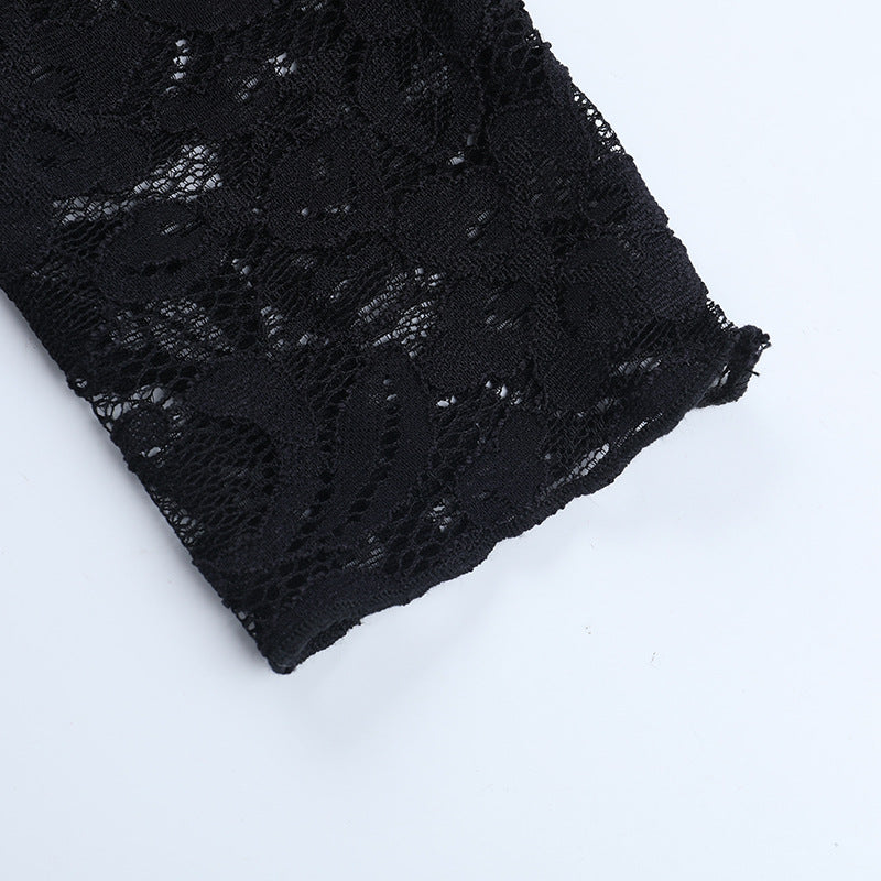 Chic Black Lace Keyhole Bodycon Mini Dress - Perfect for Fall Nights Out & Holiday Parties