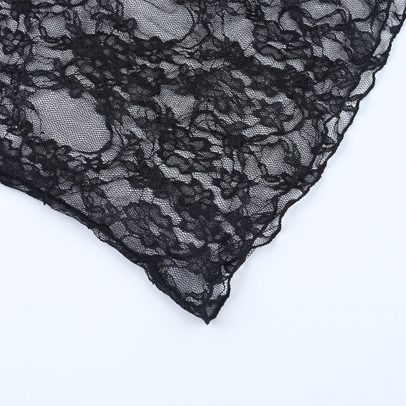 Sultry Black Lace One-Shoulder Long Sleeve Top - Chic Fall & Holiday Party Essential