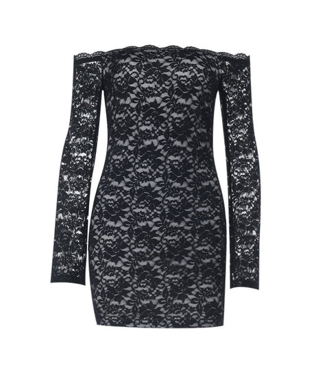 Chic Black Lace Off-Shoulder Bodycon Mini Dress | Fall & Holiday Party Ready