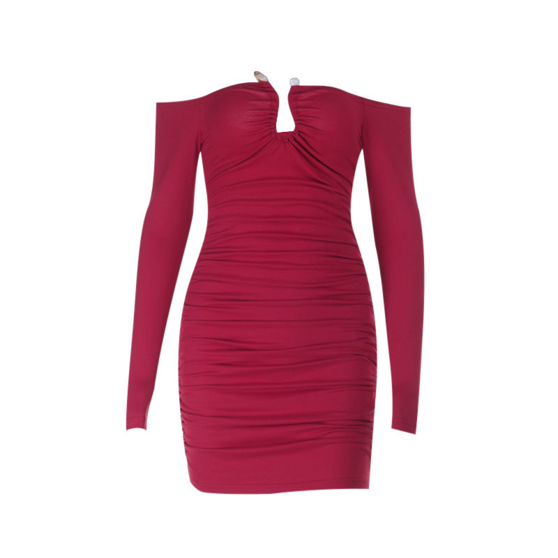 Sultry Red Ruched Off-Shoulder Bodycon Mini Dress – Holiday & NYE Party Ready!