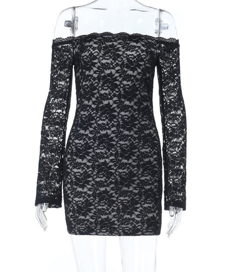 Chic Black Lace Off-Shoulder Bodycon Mini Dress | Fall & Holiday Party Ready