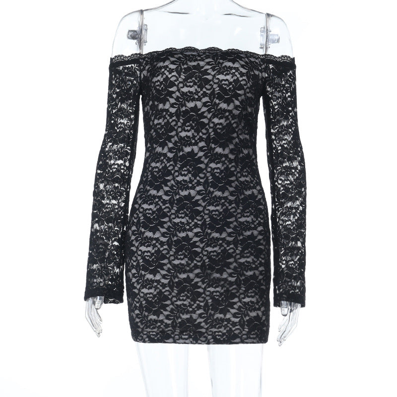 Chic Black Lace Off-Shoulder Bodycon Mini Dress | Fall & Holiday Party Ready
