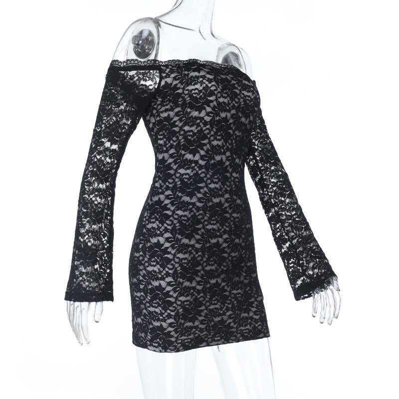 Chic Black Lace Off-Shoulder Bodycon Mini Dress | Fall & Holiday Party Ready