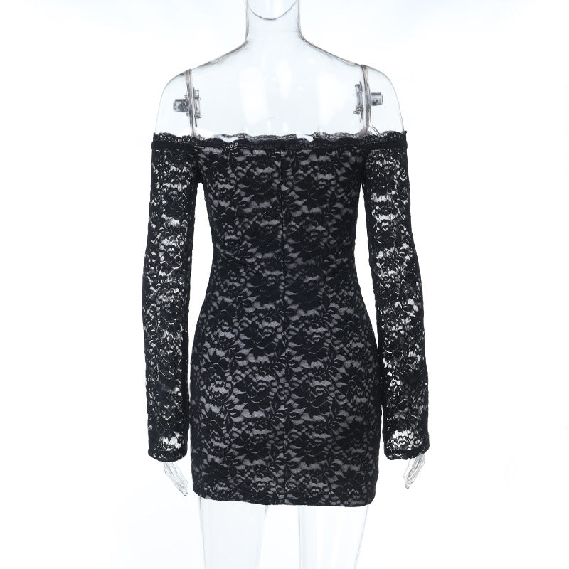 Chic Black Lace Off-Shoulder Bodycon Mini Dress | Fall & Holiday Party Ready