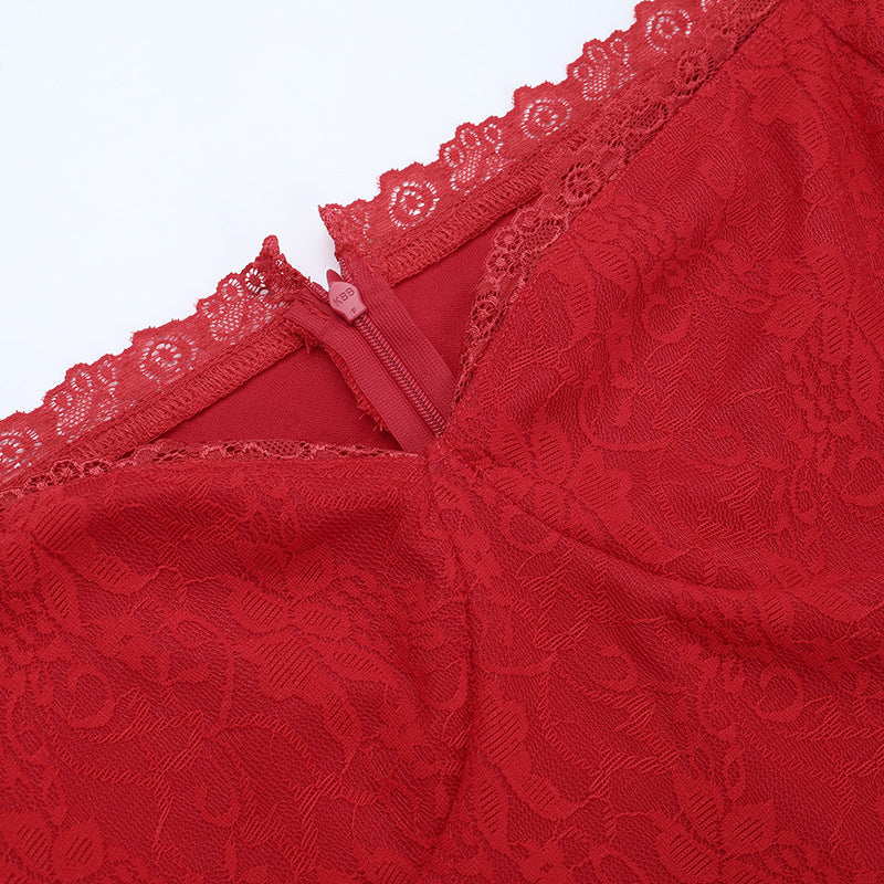 Timeless Red Lace Off-Shoulder Maxi Gown - Your Go-To for Fall & Holiday Glamour