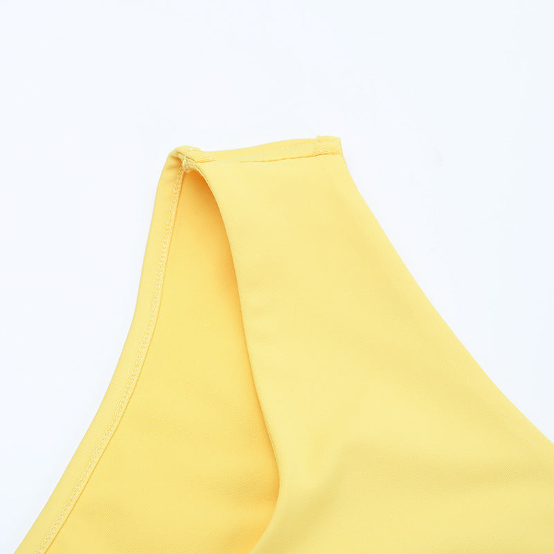 Sunshine Yellow Butterfly Cut-Out Mini Dress - One Shoulder, Vacation Ready