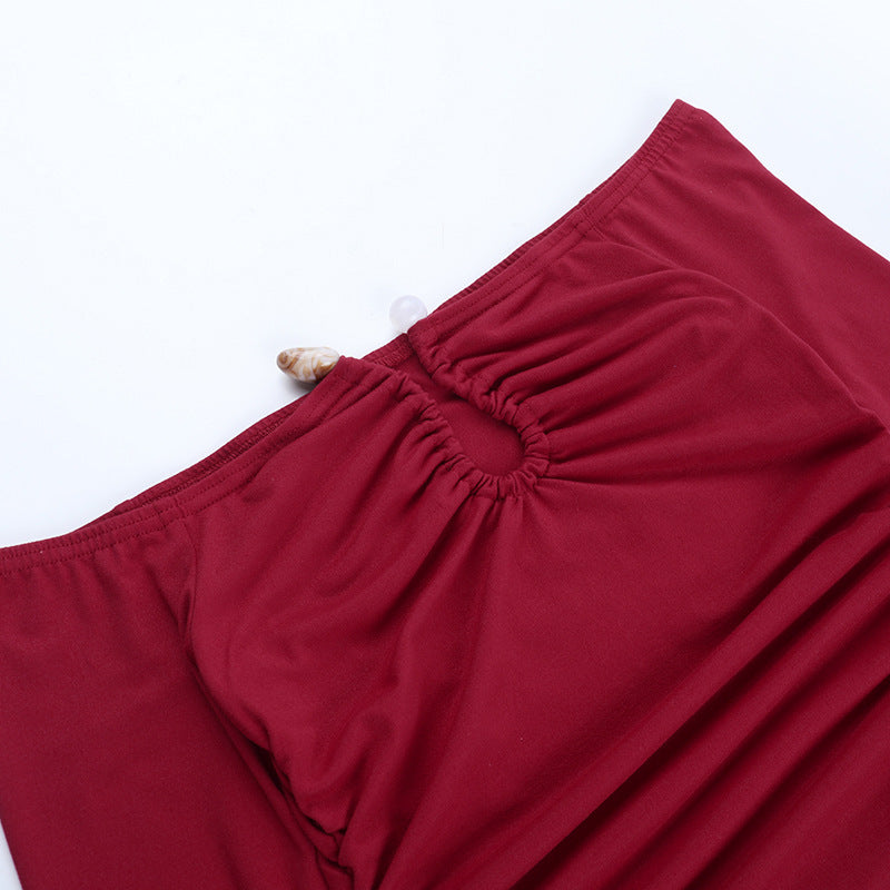 Sultry Red Ruched Off-Shoulder Bodycon Mini Dress – Holiday & NYE Party Ready!