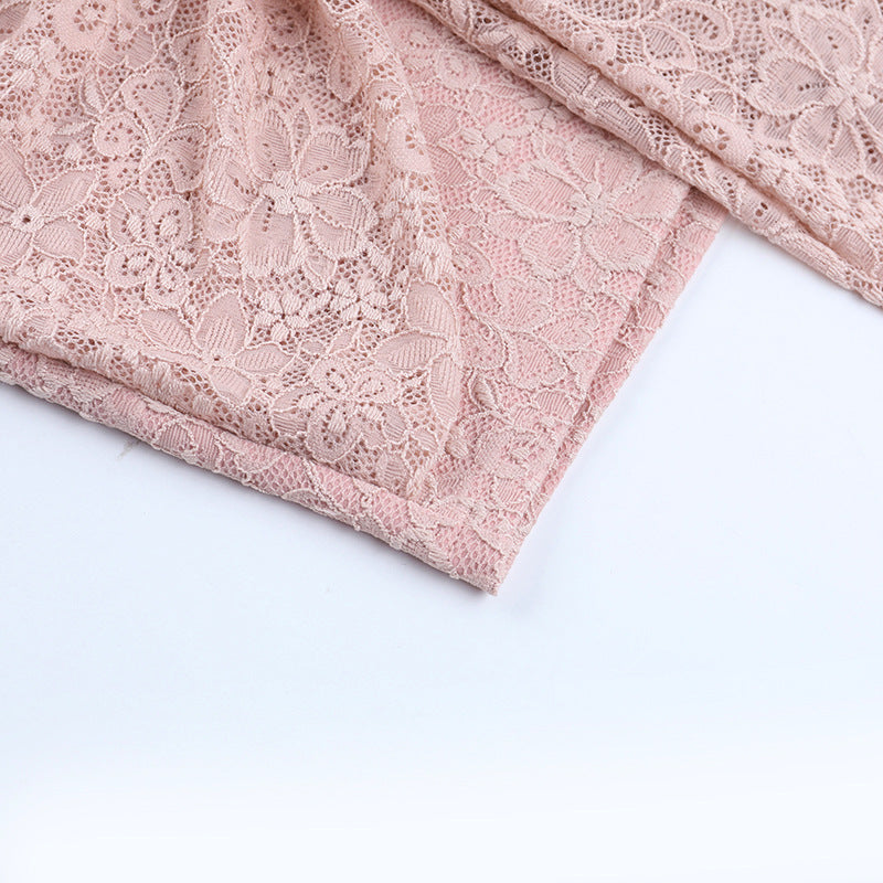 Chic Blush Lace Bustier Mini Dress with Draped Tie - Your Fall & Holiday Event Essential