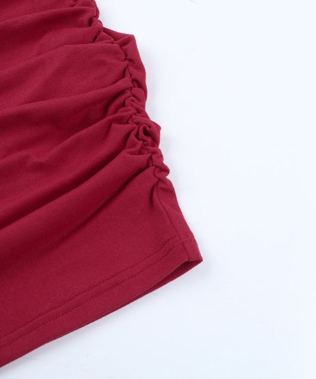 Sultry Red Ruched Off-Shoulder Bodycon Mini Dress – Holiday & NYE Party Ready!