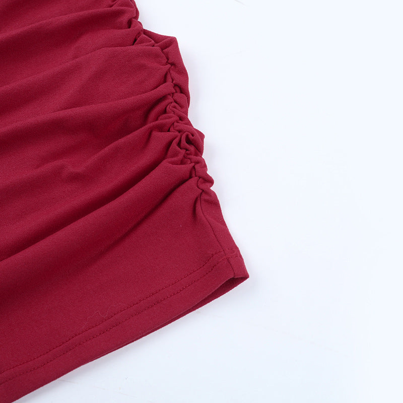 Sultry Red Ruched Off-Shoulder Bodycon Mini Dress – Holiday & NYE Party Ready!