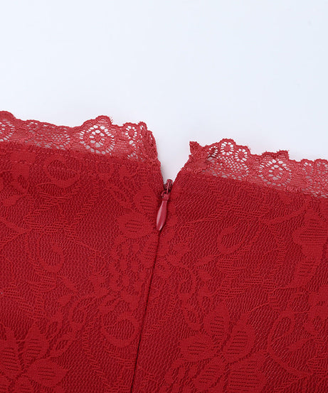 Timeless Red Lace Off-Shoulder Maxi Gown - Your Go-To for Fall & Holiday Glamour