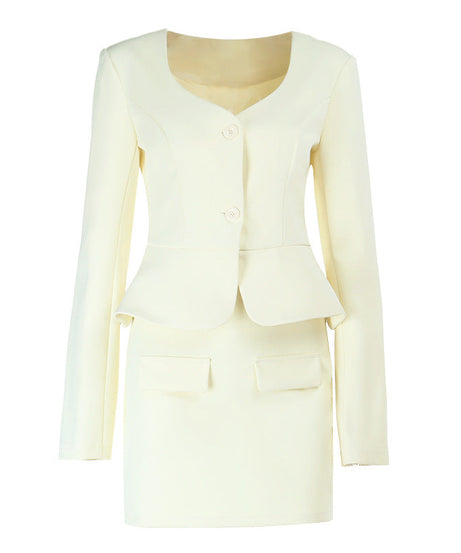 Elegant Ivory Peplum Skirt Suit Set – Your Fall & Holiday Professional Power Look