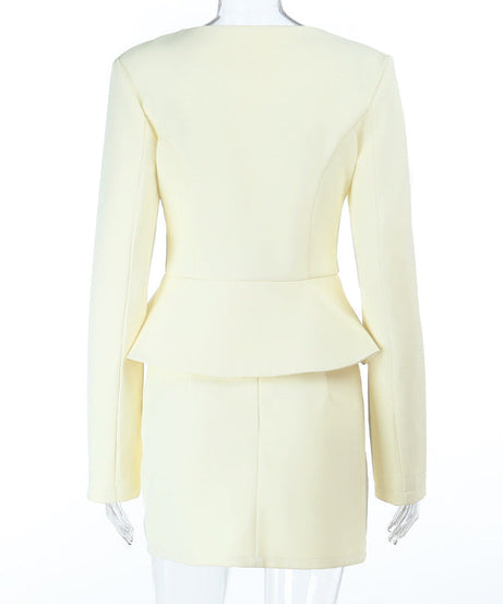 Elegant Ivory Peplum Skirt Suit Set – Your Fall & Holiday Professional Power Look