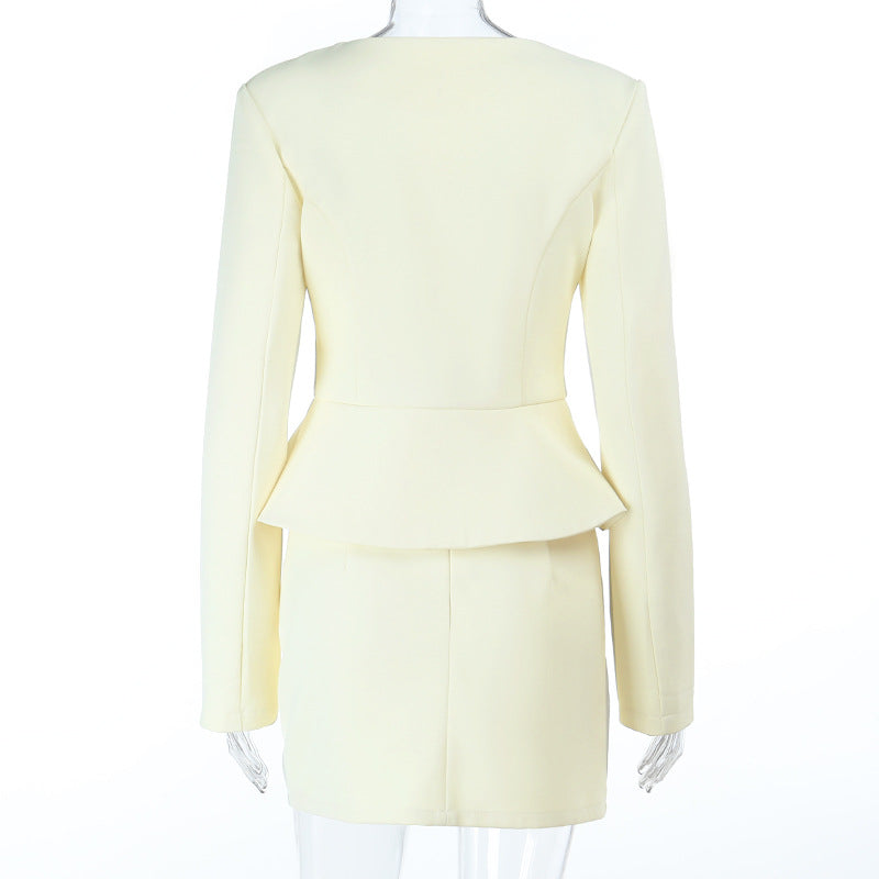 Elegant Ivory Peplum Skirt Suit Set – Your Fall & Holiday Professional Power Look